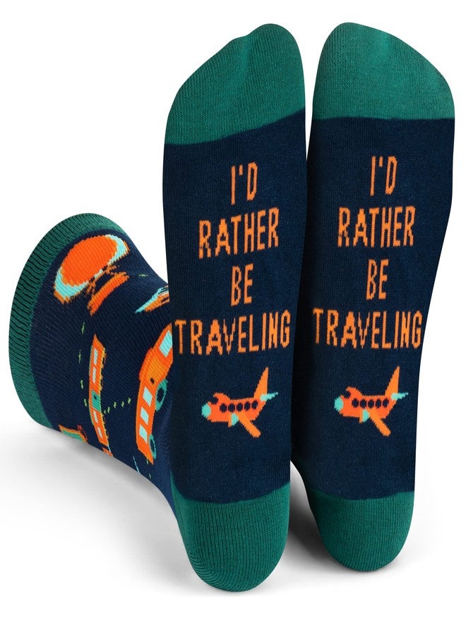 Lavley I'd Rather Be Traveling Socks - Fun Gift for Travelers Unisex for Men and Women - Image 1